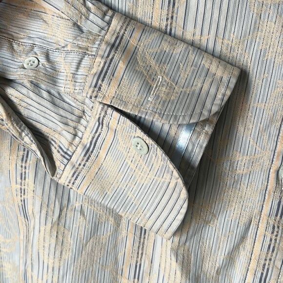 Ted Baker Lanoon Men's Stripes Embossed Pattern Button-Down Shirt Gray Medium - Picture 6 of 9